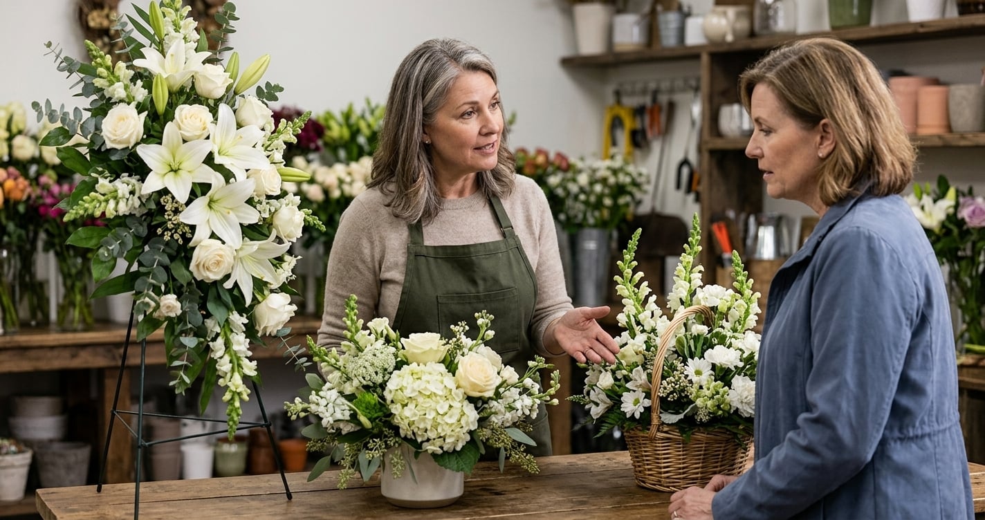 sympathy flower sales and florist staff guidance